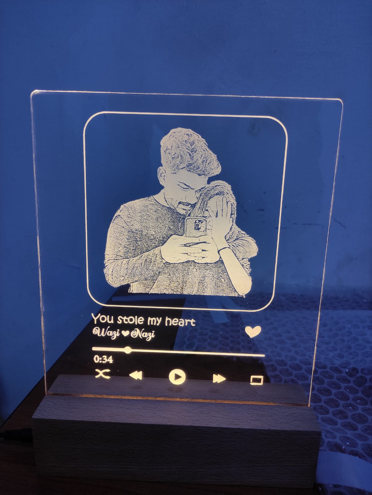 Engraved Music Themed Photo Lamp
