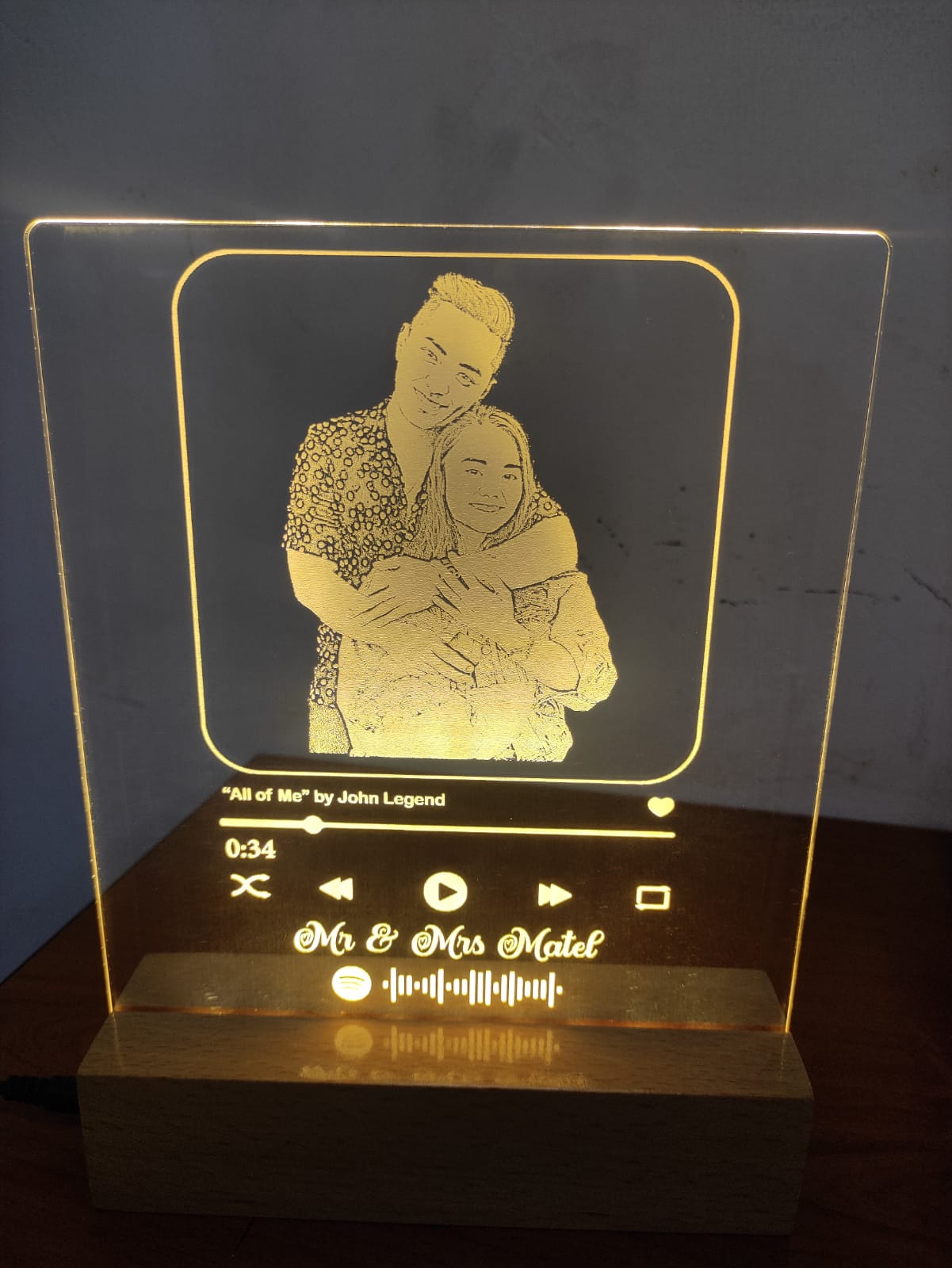 Engraved Music Themed Photo Lamp