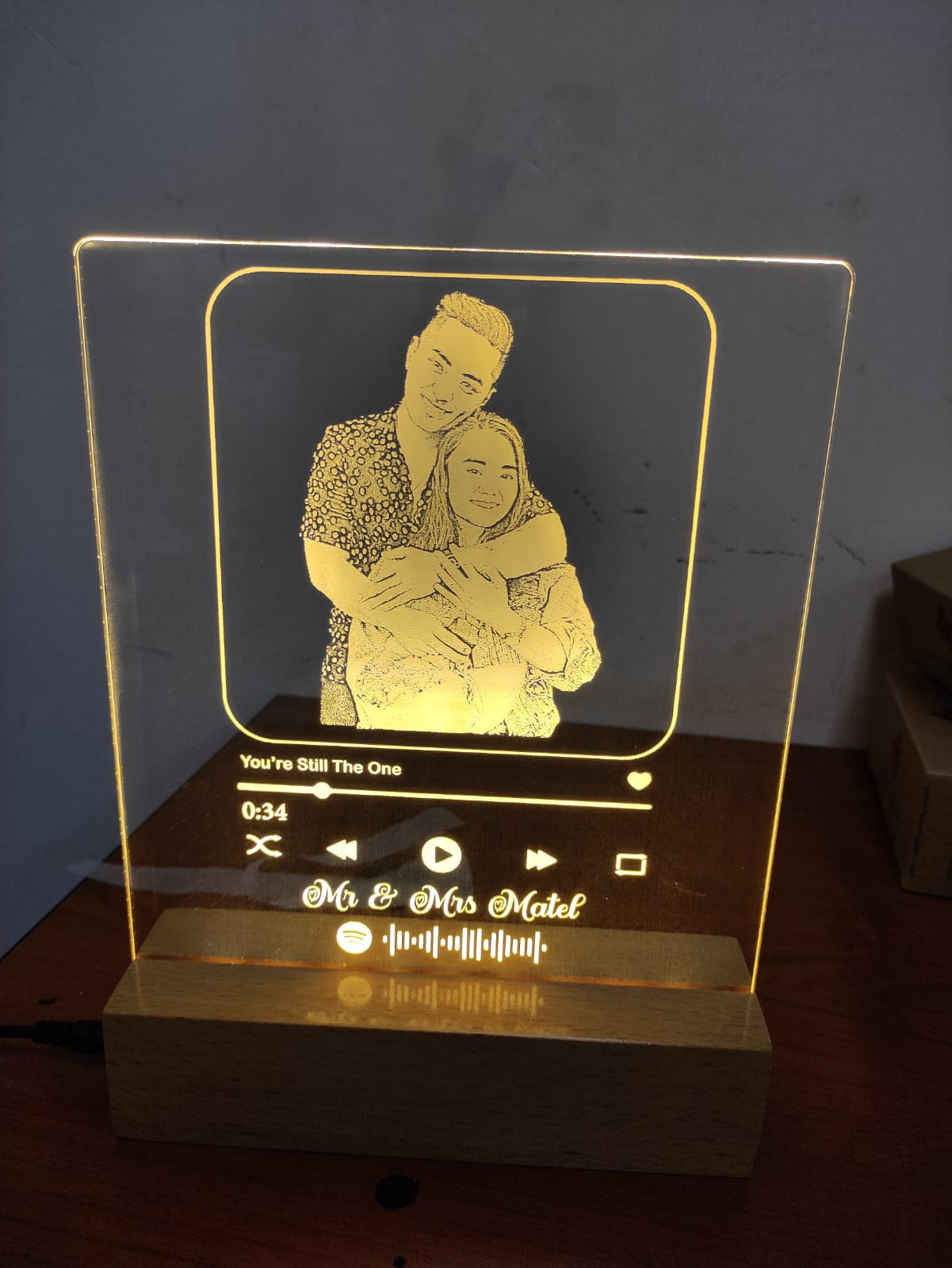 Engraved Music Themed Photo Lamb