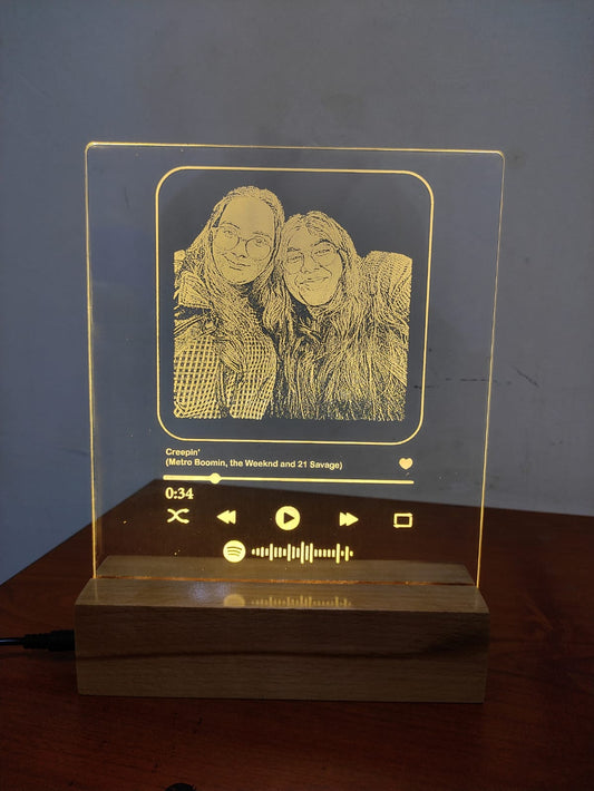 Engraved Music Themed Photo Lamp