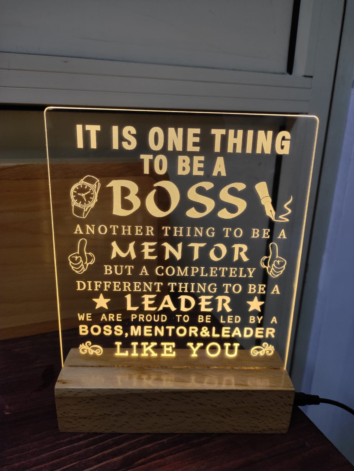 Engraved Wooden LED Frame