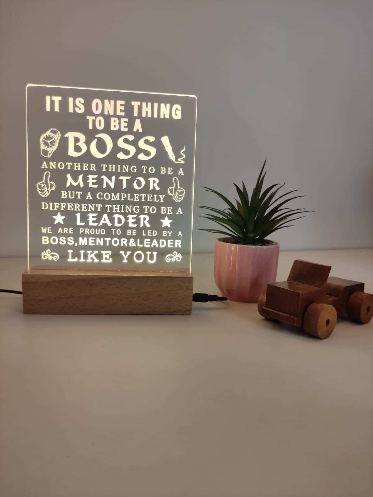 Engraved Wooden LED Frame