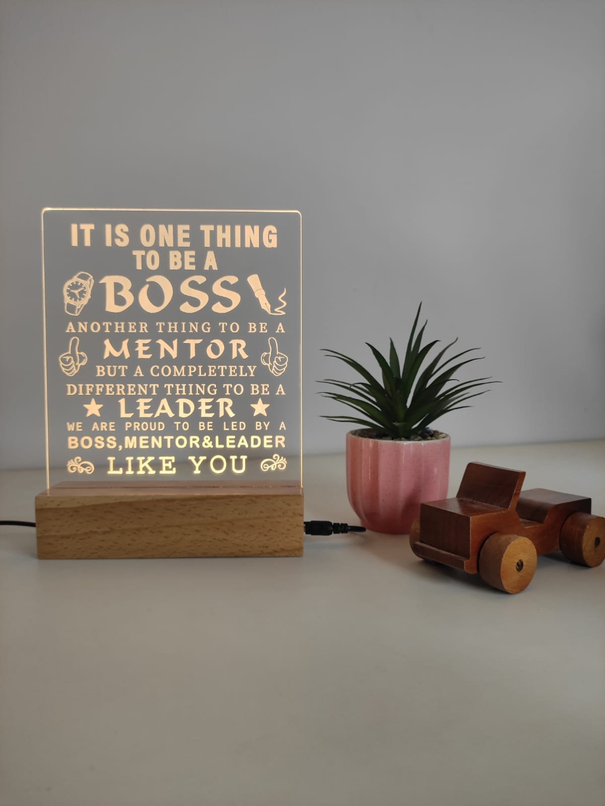 Engraved Wooden LED Frame