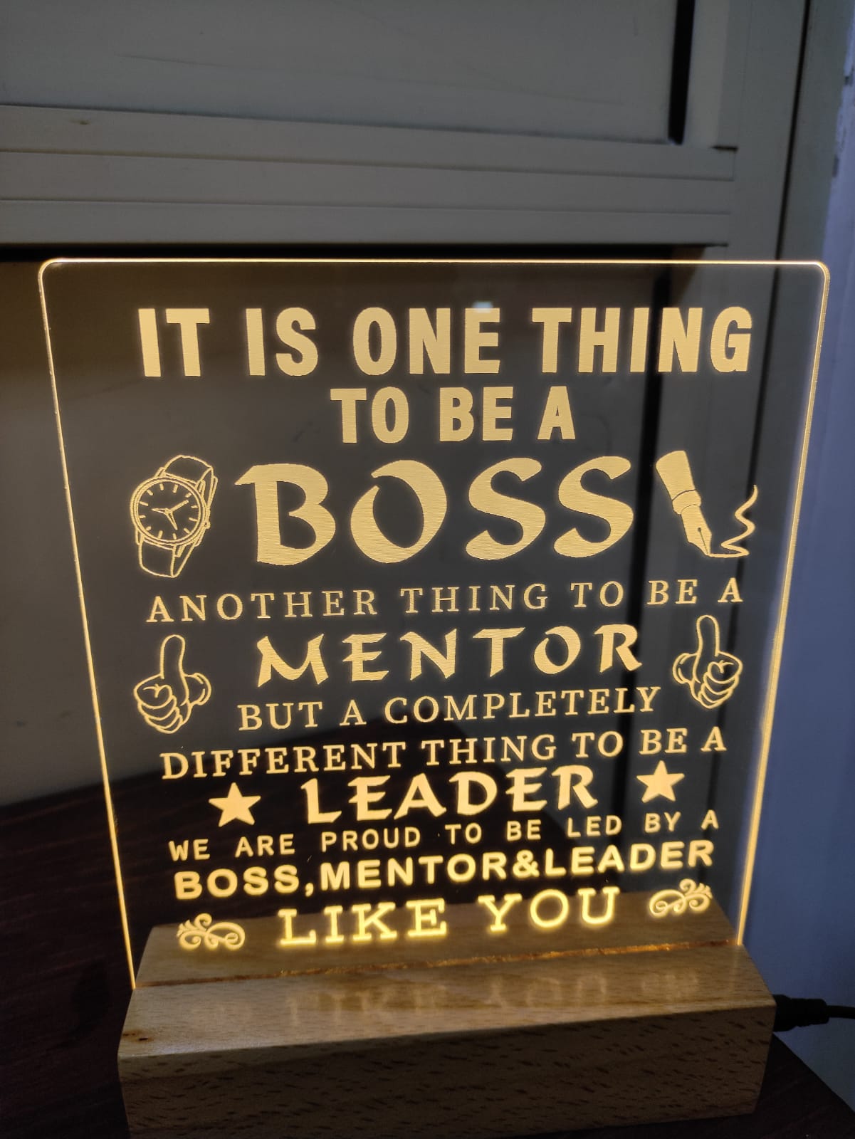 Engraved Wooden LED Frame
