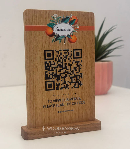 Custom Wooden QR Sign with Logo Printing and Engraving