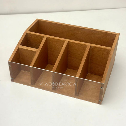 Wooden Coffee Station Organizer – Farmhouse Style Coffee Bar Caddy for Countertop