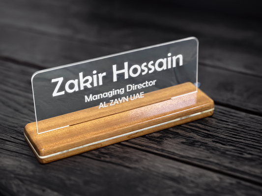 wooden office name plate