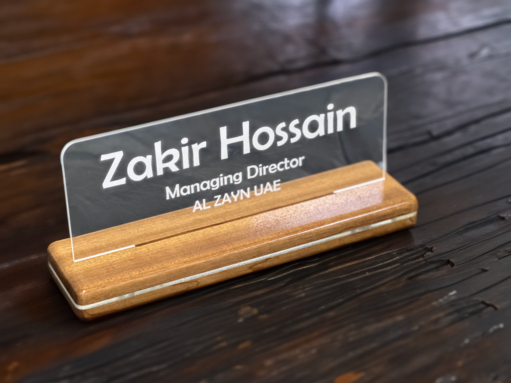 wooden office name plate