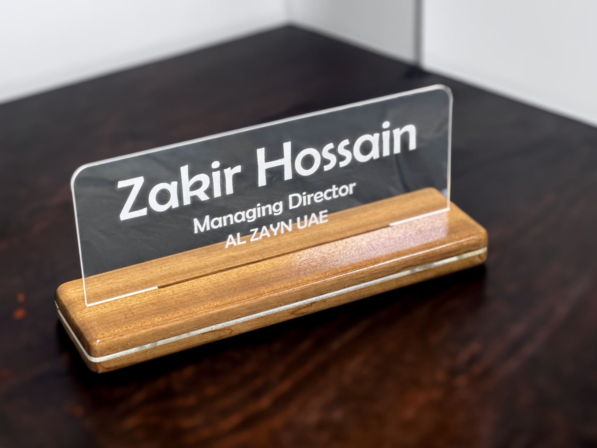 wooden office name plate