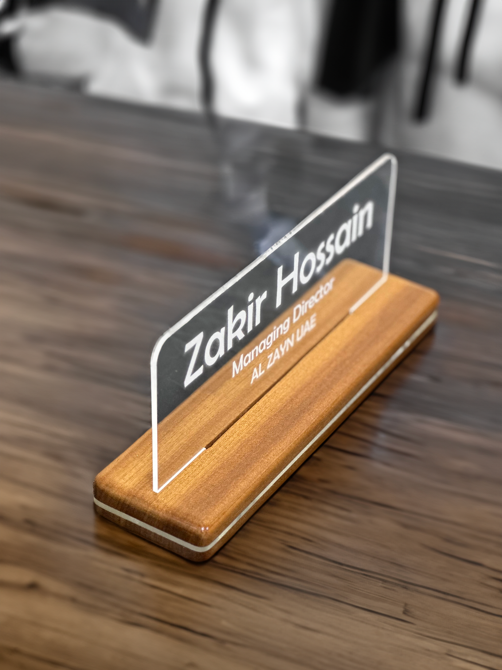 wooden office name plate