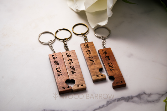 Date Engraved Wooden Keychain