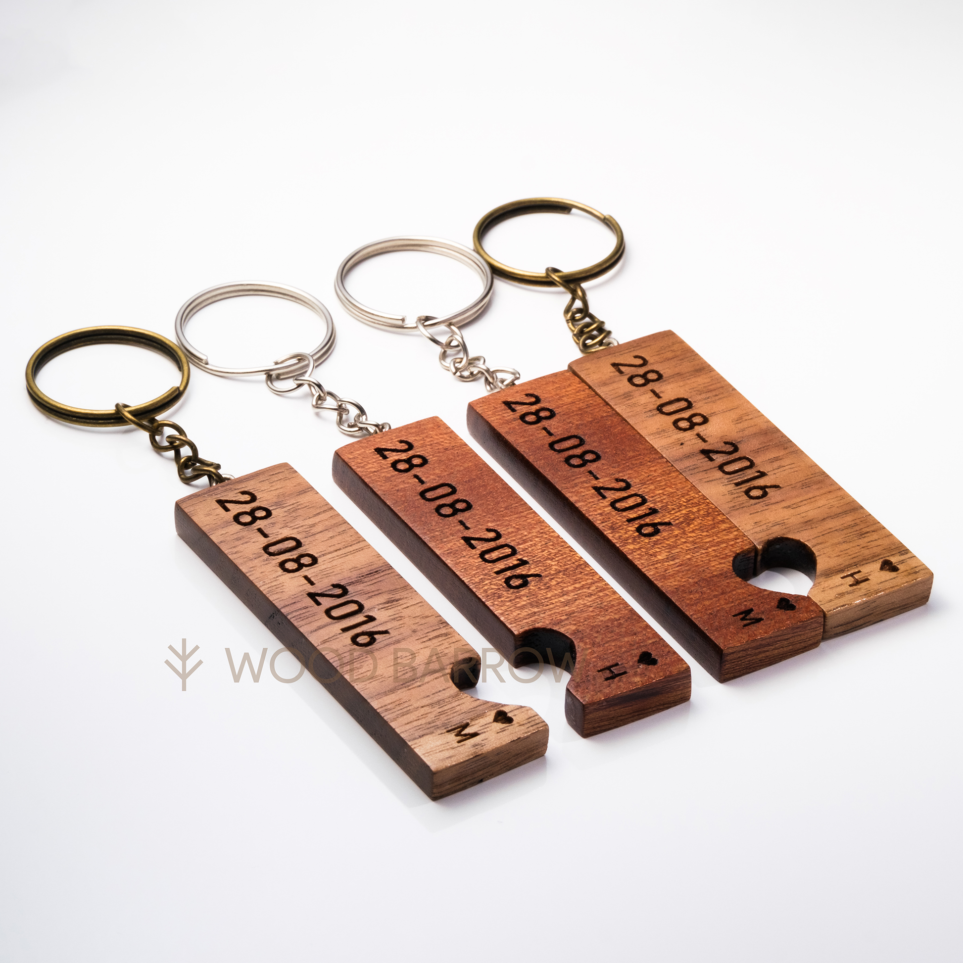 Date Engraved Wooden Keychain