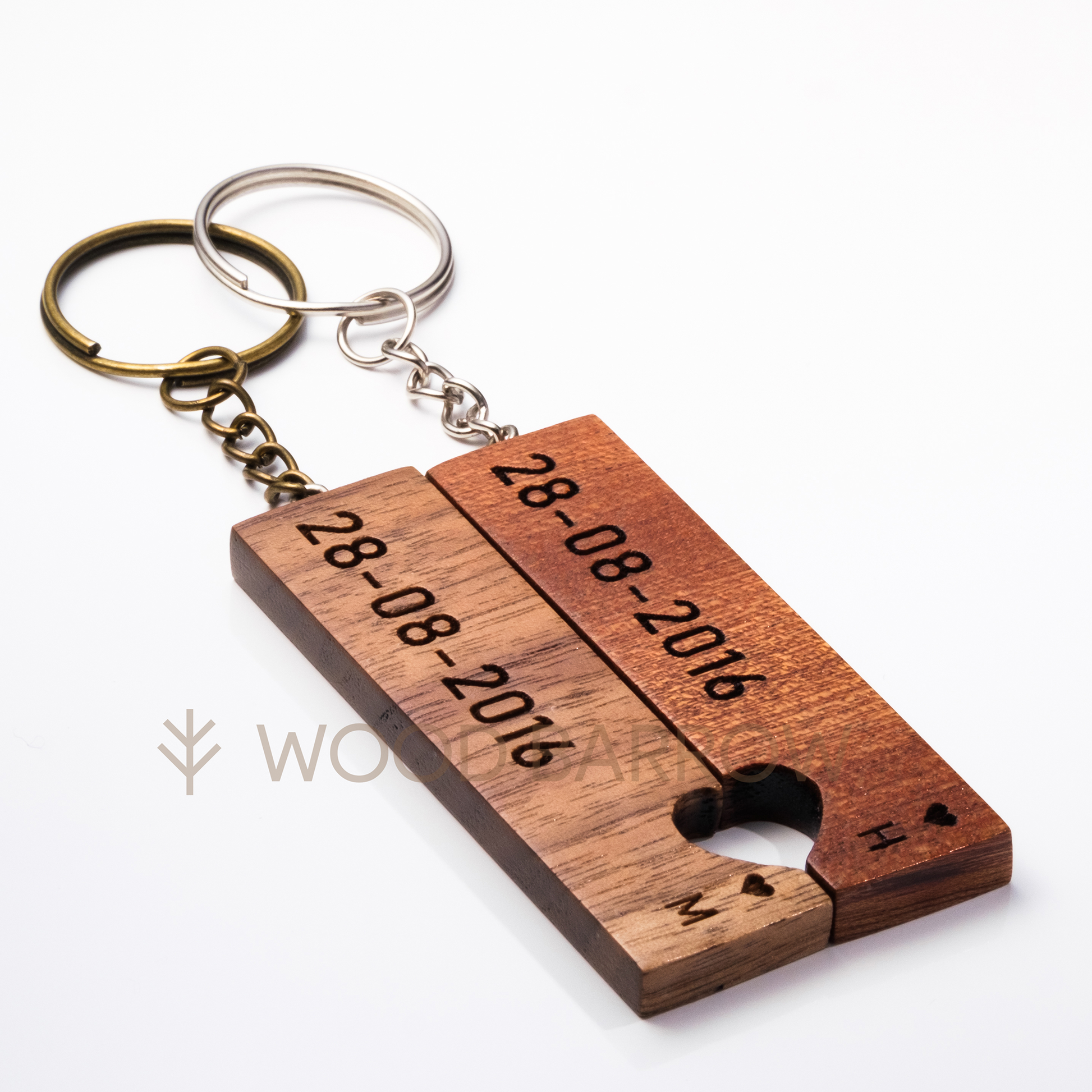 Date Engraved Wooden Keychain