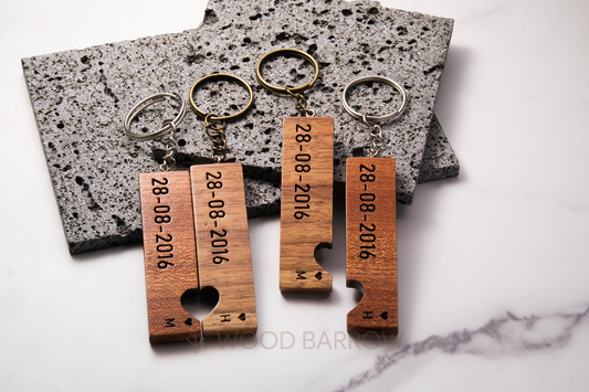 Date Engraved Wooden Keychain