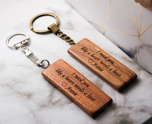 Personalized Wooden Keychain: Custom Gift for Him/Her