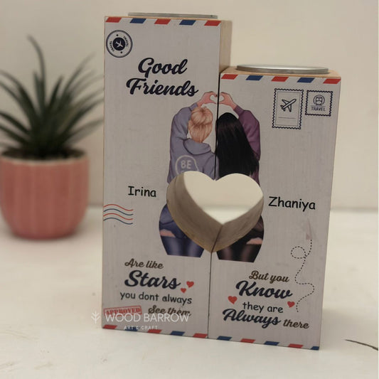 Personalized 'Good Friends Are Like Stars' Candle Holder – The Perfect Gift for Your Best Friend