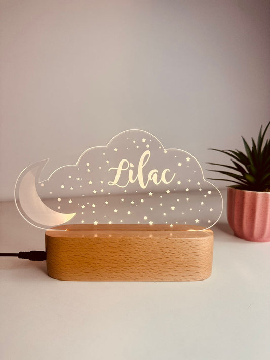 Engraved Wooden Name Lamp