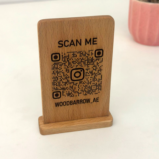 Wooden Engraved QR Pluck: Scan Menus, Instagram, Reviews & More