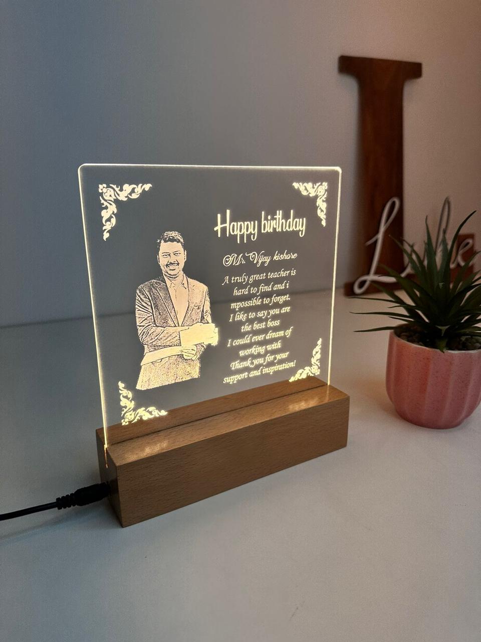 Engraved Wooden Photo Lamp