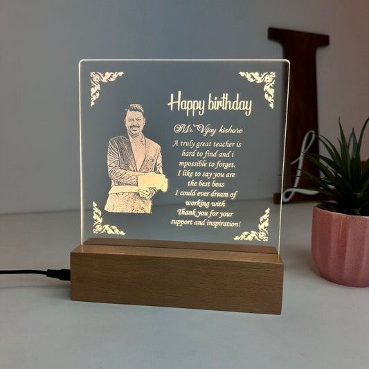Engraved Wooden Photo Lamp