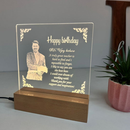 Engraved Wooden Photo Lamp
