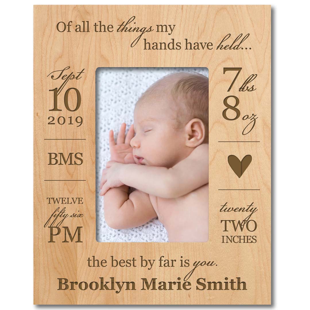 Wooden Birth Announcement Photo Frame for Baby