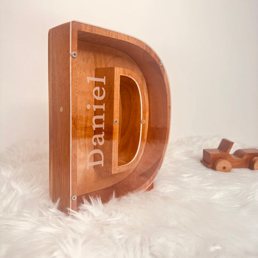 Engraved Wooden Money Box
