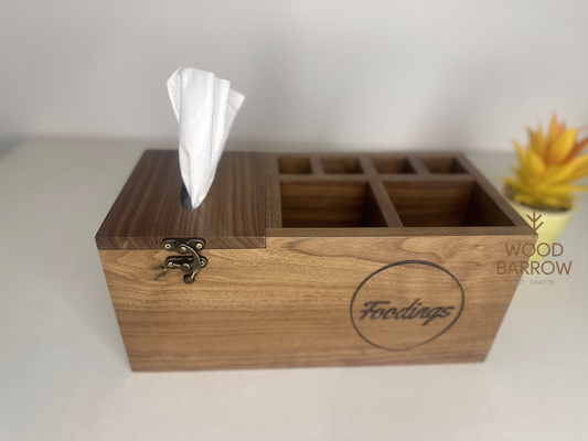 Premium Wooden Table Organizer with QR Code and Logo