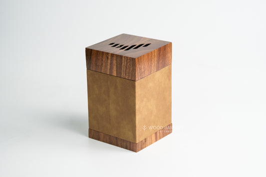 Luxury Walnut Wooden Bakhoor Burner with Leather