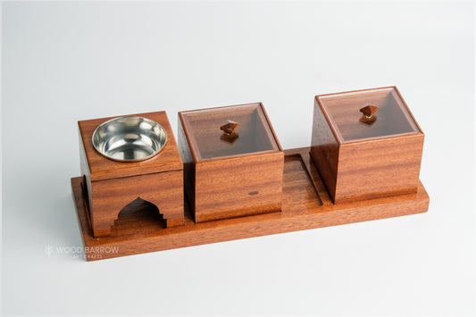 Wooden Madkhan Burner Set: Traditional Incense Holder Ensemble for Aromatic Rituals