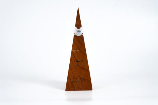 Personalized Excellence: Wooden Triangular Award with Custom Engraving