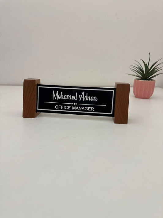 Personalized Desk Name Plate with Wooden Stand