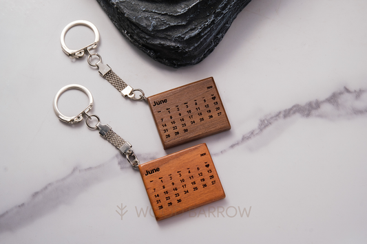 Customizable Wooden Keychain with special date