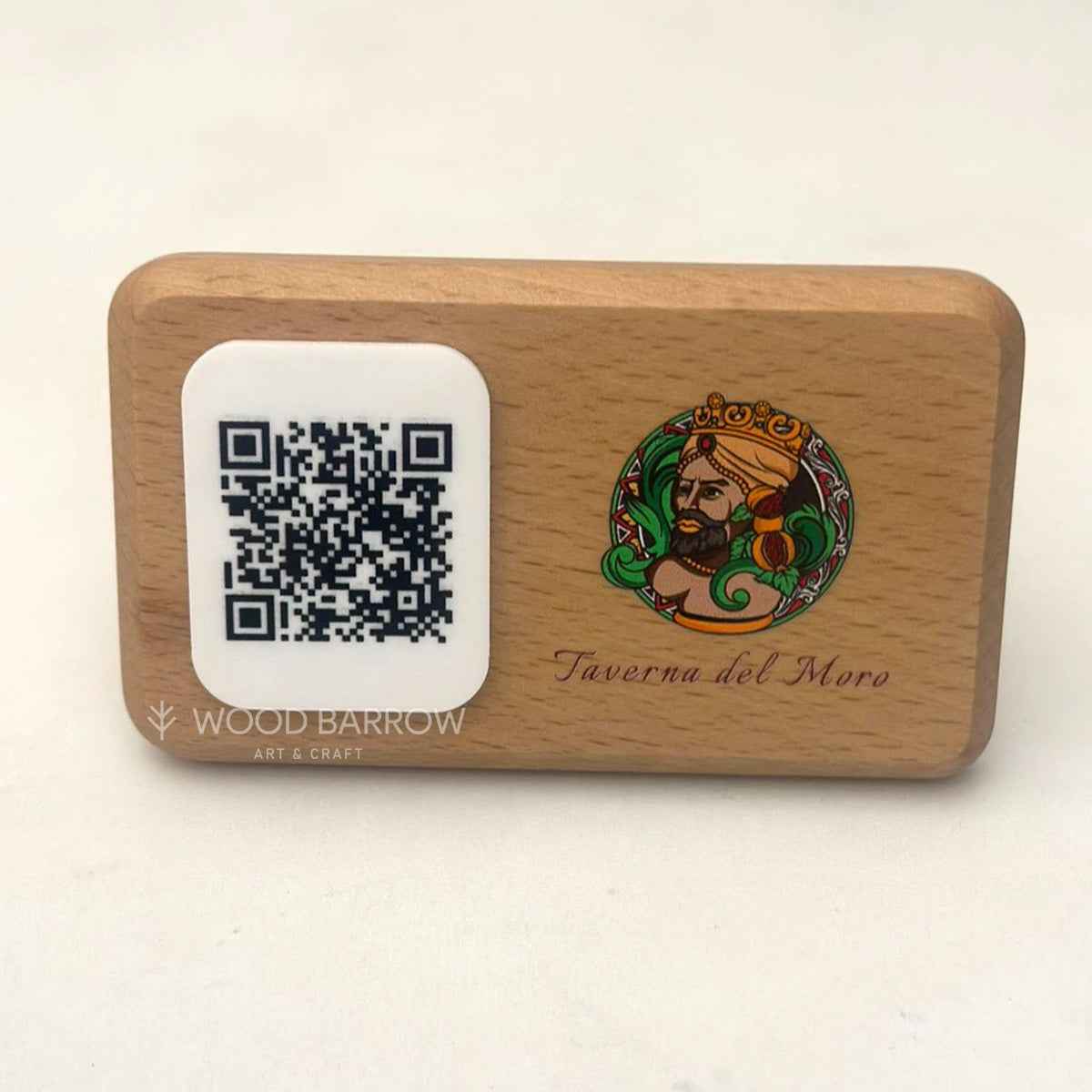 Customizable Wooden QR Stand with Logo Prints | Made in UAE