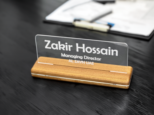 wooden office name plate