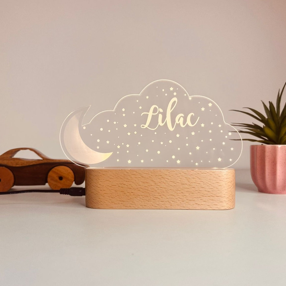 Engraved Wooden Name Lamp