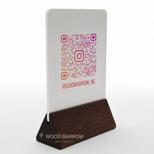 Simple Acrylic QR Code Stand with Logo - Wooden Base