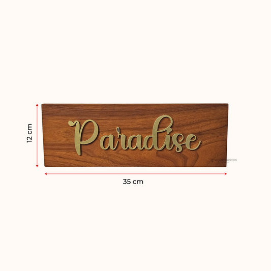Wooden Name Plate – 35x12cm | Golden Acrylic Letters | Elegant Home Sign