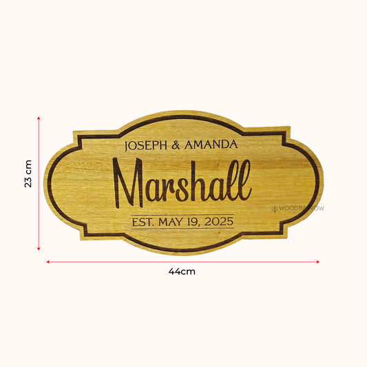 Teak Wood Name Plate – 44x23cm | Engraved Letters | Durable Villa Sign