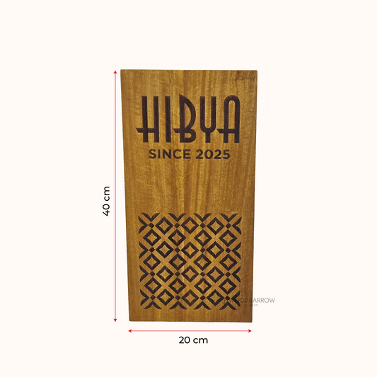 Vertical Teak Wood Name Plate – 20x40cm | Engraved Design & Writings | Elegant Home Sign