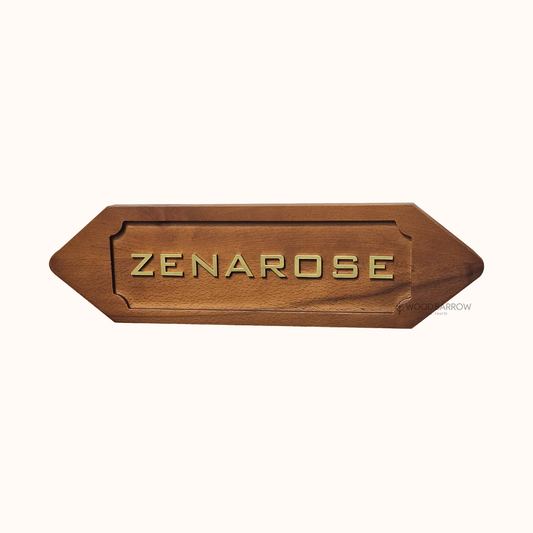 Carved Wooden Name Plate – 42x12cm | Golden Acrylic Letters | Luxurious Home Sign