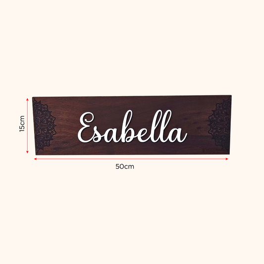 Slim Engraved Mahogany Name Plate – 50x15cm | Raised Acrylic Lettering