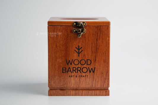 Wooden Tissue Box with QR Code and Logo