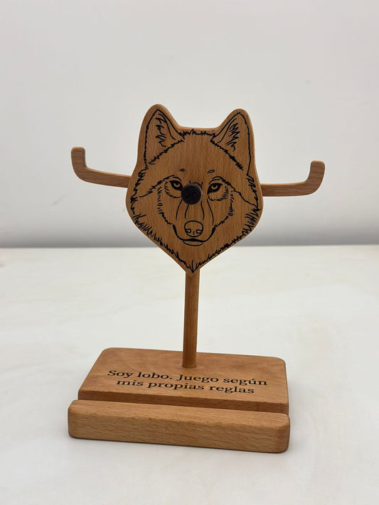 Personalized Wolf Wooden Glasses Holder - A Stylish Holder for Your Eyewear